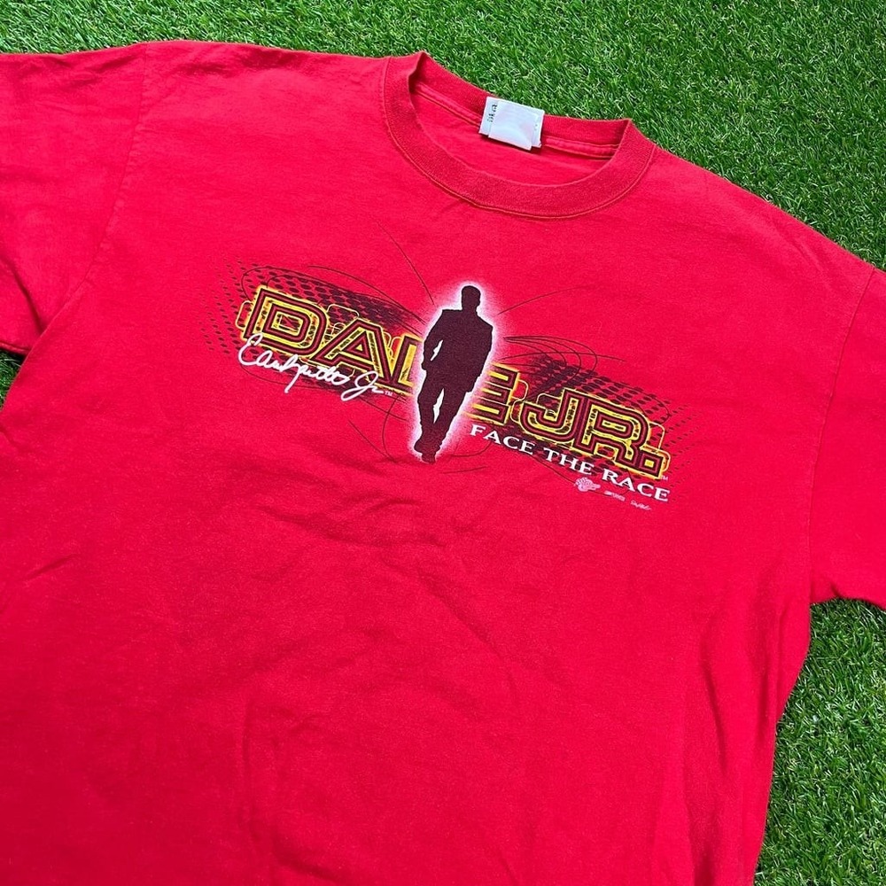 Vintage NASCAR Dale‎ Jr T-Shirt XL Red Double Sided Graphic Winner's Circle